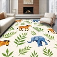 thumbnail image 1 of ODIKA 3'x5' Machine Washable Non-Slip Area Rug, Safari Adventure Personalized Name Crib Bedding with Jungle Animals High Traffic Rug with Pad, Ivory, 685960, 1 of 8
