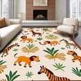 thumbnail image 1 of ODIKA 3'x5' Machine Washable Non-Slip Area Rug, Safari Adventure Wildlife Exotic Creatures Playground High Traffic Rug, Orange, 684063, 1 of 7