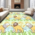 thumbnail image 1 of ODIKA 3'x5' Machine Washable Non-Slip Area Rug, Safari Friends Featuring Cheerful Animal Parade Design High Traffic Rug with Pad, Yellow, 720389, 1 of 8