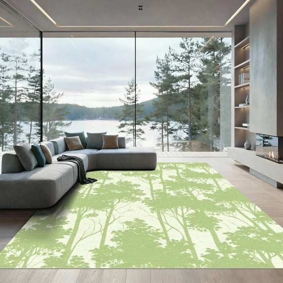 ODIKA 3'x5' Machine Washable Non-Slip Area Rug, Scandinavian Green High Traffic Rug, Green, 1075868