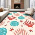 thumbnail image 1 of ODIKA 3'x5' Machine Washable Non-Slip Area Rug, Seashell Coral Reef Welcome with Ocean Floor Motifs High Traffic Rug with Pad, Ivory, 711139, 1 of 8