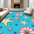 thumbnail image 1 of ODIKA 3'x5' Machine Washable Non-Slip Area Rug, Seashell Starfish Needlework DIY High Traffic Rug with Pad, Blue, 618774, 1 of 8