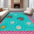thumbnail image 1 of ODIKA 3'x5' Machine Washable Non-Slip Area Rug, Seashore Wave Maritime Shellfish Entrance High Traffic Rug with Pad, Turquoise, 655601, 1 of 8