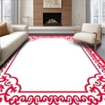 thumbnail image 1 of ODIKA 3'x5' Machine Washable Non-Slip Area Rug, Seaside Medallion Scrollwork Inspired Ornate Accent Design High Traffic Rug, Red, 714468, 1 of 7