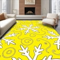 thumbnail image 1 of ODIKA 3'x5' Machine Washable Non-Slip Area Rug, Seasonal Snowflake Web with Intricate Looping Snow High Traffic Rug, Yellow, 630055, 1 of 7