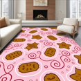 thumbnail image 1 of ODIKA 3'x5' Machine Washable Non-Slip Area Rug, Seasonal Spiced Treats with Gingerbread Details and Festive Swirls High Traffic Rug, Pink, 648838, 1 of 7