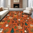 thumbnail image 1 of ODIKA 3'x5' Machine Washable Non-Slip Area Rug, Sensory Development Floor Covering with Woodland Forest Animal ABCs High Traffic Rug, Orange, 684675, 1 of 7