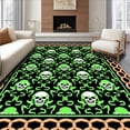 thumbnail image 1 of ODIKA 3'x5' Machine Washable Non-Slip Area Rug, Skull Crossbones Gothic Punk Rock Tufted High Traffic Rug with Pad, Black, 700183, 1 of 8