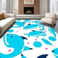 thumbnail image 1 of ODIKA 3'x5' Machine Washable Non-Slip Area Rug, Smiling Character with Interlocking Bubbles Youthful Cartoon Theme High Traffic Rug, Blue, 619686, 1 of 7