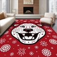 thumbnail image 1 of ODIKA 3'x5' Machine Washable Non-Slip Area Rug, Smiling Dog with Festive Snowflake Motifs High Traffic Rug, Red, 745579, 1 of 7