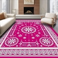 thumbnail image 1 of ODIKA 3'x5' Machine Washable Non-Slip Area Rug, Snowflake Applique Winter Holiday Penny Kit High Traffic Rug with Pad, Pink, 646200, 1 of 8