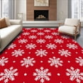 thumbnail image 1 of ODIKA 3'x5' Machine Washable Non-Slip Area Rug, Snowflake Cascade Design with Festive Botanical Motifs and Whimsical Accents High Traffic Rug with Pad, Red, 502129, 1 of 8