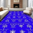 thumbnail image 1 of ODIKA 3'x5' Machine Washable Non-Slip Area Rug, Snowflake Crystal Festive Doormat with Intricate Ice High Traffic Rug with Pad, Blue, 655901, 1 of 8