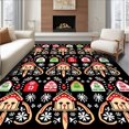 thumbnail image 1 of ODIKA 3'x5' Machine Washable Non-Slip Area Rug, Snowflake Gingerbread Cottage Scene with Cane Accents Festive High Traffic Rug, Black, 740342, 1 of 7