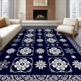 thumbnail image 1 of ODIKA 3'x5' Machine Washable Non-Slip Area Rug, Snowflake Grid Christmas Bathroom Pcs Holiday High Traffic Rug with Pad, Black, 654443, 1 of 8