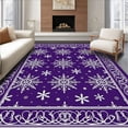 thumbnail image 1 of ODIKA 3'x5' Machine Washable Non-Slip Area Rug, Snowflake Latch Hook Kit Holiday Needlework Embroidery High Traffic Rug with Pad, Purple, 621450, 1 of 8