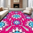 thumbnail image 1 of ODIKA 3'x5' Machine Washable Non-Slip Area Rug, Snowflake Medallion Latch Hook Kit with Pre Printed Canvas DIY Needlework High Traffic Rug, Pink, 639253, 1 of 7