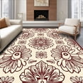 thumbnail image 1 of ODIKA 3'x5' Machine Washable Non-Slip Area Rug, Sophisticated Boho with Abstract Floral Interlocking and Contours High Traffic Rug, Beige, 341174, 1 of 7