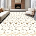 thumbnail image 1 of ODIKA 3'x5' Machine Washable Non-Slip Area Rug, Sophisticated Honeycomb Mosaic Hexagonal Grid Decorative Accent High Traffic Rug with Pad, Beige, 544782, 1 of 8