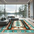 thumbnail image 1 of ODIKA 3'x5' Machine Washable Non-Slip Area Rug, Southwestern Turquoise High Traffic Rug, Blue, 1027111, 1 of 7