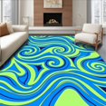 thumbnail image 1 of ODIKA 3'x5' Machine Washable Non-Slip Area Rug, Spiral Wave Anti Fade with Advanced Sand Free Technology High Traffic Rug, Blue, 718821, 1 of 7