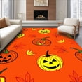 thumbnail image 1 of ODIKA 3'x5' Machine Washable Non-Slip Area Rug, Spooky Jack O Lantern Festival Seasonal High Traffic Rug with Pad, Orange, 604683, 1 of 8