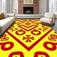 thumbnail image 1 of ODIKA 3'x5' Machine Washable Non-Slip Area Rug, Sports Emblem Mosaic with Interlocking Accents High Traffic Rug, Yellow, 673365, 1 of 7