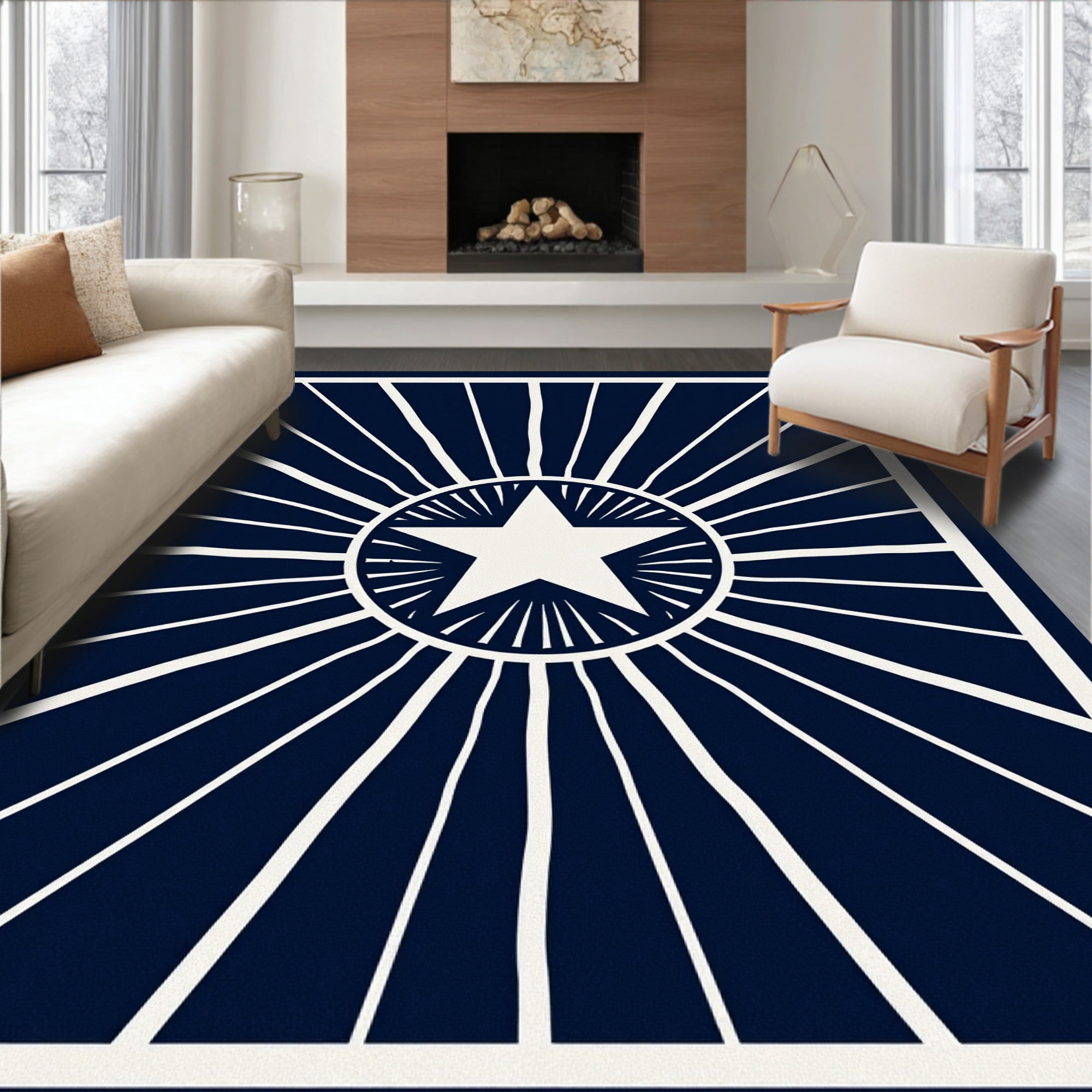 Machine Washable Emblem ODIKA 3'x5' Machine Washable Non-Slip Area Rug, Stadium Emblem Front ...