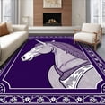 thumbnail image 1 of ODIKA 3'x5' Machine Washable Non-Slip Area Rug, Stallion Portrait with Detailed Feather and Floral Ornamentation High Traffic Rug with Pad, Purple, 744780, 1 of 8