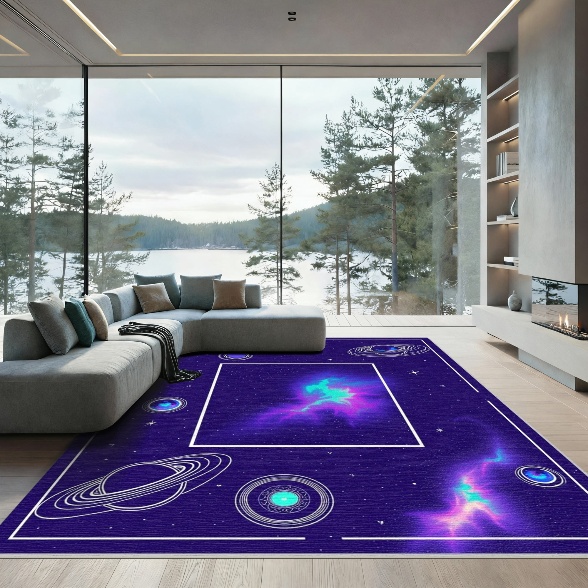 Universe Rug ODIKA 3'x5' Machine Washable Non-Slip Area Rug, Stargazing Astronomy ...