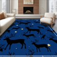 thumbnail image 1 of ODIKA 3'x5' Machine Washable Non-Slip Area Rug, Starry Night Reindeer Bathroom Midnight Sky Suite High Traffic Rug, Blue, 627932, 1 of 7