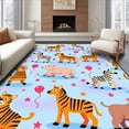 thumbnail image 1 of ODIKA 3'x5' Machine Washable Non-Slip Area Rug, Storybook Animal Parade with Cheerful Wildlife and Festive Balloons High Traffic Rug with Pad, Orange, 679883, 1 of 8