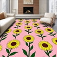 thumbnail image 1 of ODIKA 3'x5' Machine Washable Non-Slip Area Rug, Sunflower Field Latch Hook Kit Yarn Embroidery Beginner High Traffic Rug with Pad, Pink, 643916, 1 of 8
