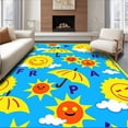 thumbnail image 1 of ODIKA 3'x5' Machine Washable Non-Slip Area Rug, Sunshine Umbrella ABC Teaching with Cheerful Weather Motifs High Traffic Rug, Blue, 697274, 1 of 7