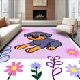 thumbnail image 1 of ODIKA 3'x5' Machine Washable Non-Slip Area Rug, Sweet Doxie Puppy Making Kit Handcraft Canvas Embroidery High Traffic Rug with Pad, Purple, 646249, 1 of 8