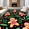 thumbnail image 1 of ODIKA 3'x5' Machine Washable Non-Slip Area Rug, Sweet Holiday Bakery Theme Featuring Smiling Gingerbread Friends High Traffic Rug, Black, 734783, 1 of 7