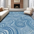 thumbnail image 1 of ODIKA 3'x5' Machine Washable Non-Slip Area Rug, Swirl with Dynamic Water Current Motifs High Traffic Rug with Pad, Blue, 704576, 1 of 8