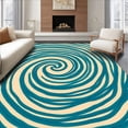 thumbnail image 1 of ODIKA 3'x5' Machine Washable Non-Slip Area Rug, Swirling Tidal Wave Modern Ocean Inspired Abstract High Traffic Rug with Pad, Teal, 496174, 1 of 8
