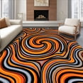 thumbnail image 1 of ODIKA 3'x5' Machine Washable Non-Slip Area Rug, Swirling Vortex Abstract with Dynamic Flowing Spiral Motifs High Traffic Rug, Black, 499211, 1 of 7