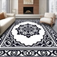thumbnail image 1 of ODIKA 3'x5' Machine Washable Non-Slip Area Rug, Tile Inspired Quatrefoil Medallion Design High Traffic Rug with Pad, Black, 597084, 1 of 8