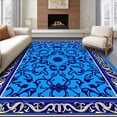 thumbnail image 1 of ODIKA 3'x5' Machine Washable Non-Slip Area Rug, Timeless Heirloom Ornate Luxurious Grandeur Elegant Swirls High Traffic Rug with Pad, Blue, 521011, 1 of 8