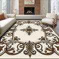 thumbnail image 1 of ODIKA 3'x5' Machine Washable Non-Slip Area Rug, Traditional Damask Scroll Design with Ornamental Flourishes High Traffic Rug with Pad, Ivory, 560702, 1 of 8