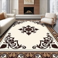 thumbnail image 1 of ODIKA 3'x5' Machine Washable Non-Slip Area Rug, Traditional Floral Medallion with Ornate Border Details High Traffic Rug with Pad, Brown, 561734, 1 of 8