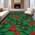 thumbnail image 1 of ODIKA 3'x5' Machine Washable Non-Slip Area Rug, Traditional Holly Berry Wreath with Seasonal Foliage High Traffic Rug with Pad, Red, 731630, 1 of 8
