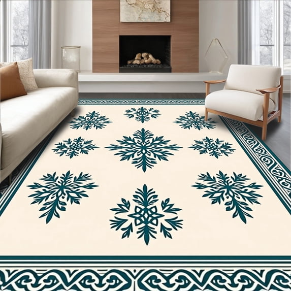 ODIKA 3'x5' Machine Washable Non-Slip Area Rug, Transitional Damask Floral Eclectic Decorative Artistic High Traffic Rug with Pad, Beige, 484280
