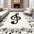 thumbnail image 1 of ODIKA 3'x5' Machine Washable Non-Slip Area Rug, Treble Clef Artistry Yarn Handicraft High Traffic Rug with Pad, Beige, 642647, 1 of 8
