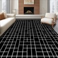 thumbnail image 1 of ODIKA 3'x5' Machine Washable Non-Slip Area Rug, Trendy Grid Network Minimalist Professional Versatile High Traffic Rug with Pad, Black, 582508, 1 of 8
