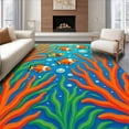 thumbnail image 1 of ODIKA 3'x5' Machine Washable Non-Slip Area Rug, Tropical Fish School Design Marine Entrance High Traffic Rug, Blue, 568954, 1 of 7