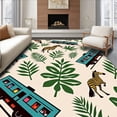 thumbnail image 1 of ODIKA 3'x5' Machine Washable Non-Slip Area Rug, Tropical Forest Expedition Transport Vehicle Playful High Traffic Rug with Pad, Beige, 682783, 1 of 8