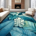 thumbnail image 1 of ODIKA 3'x5' Machine Washable Non-Slip Area Rug, Tropical Breeze Mosaic with Monstera and Areca Leaf Interplay High Traffic Rug with Pad, Teal, 206740, 1 of 8